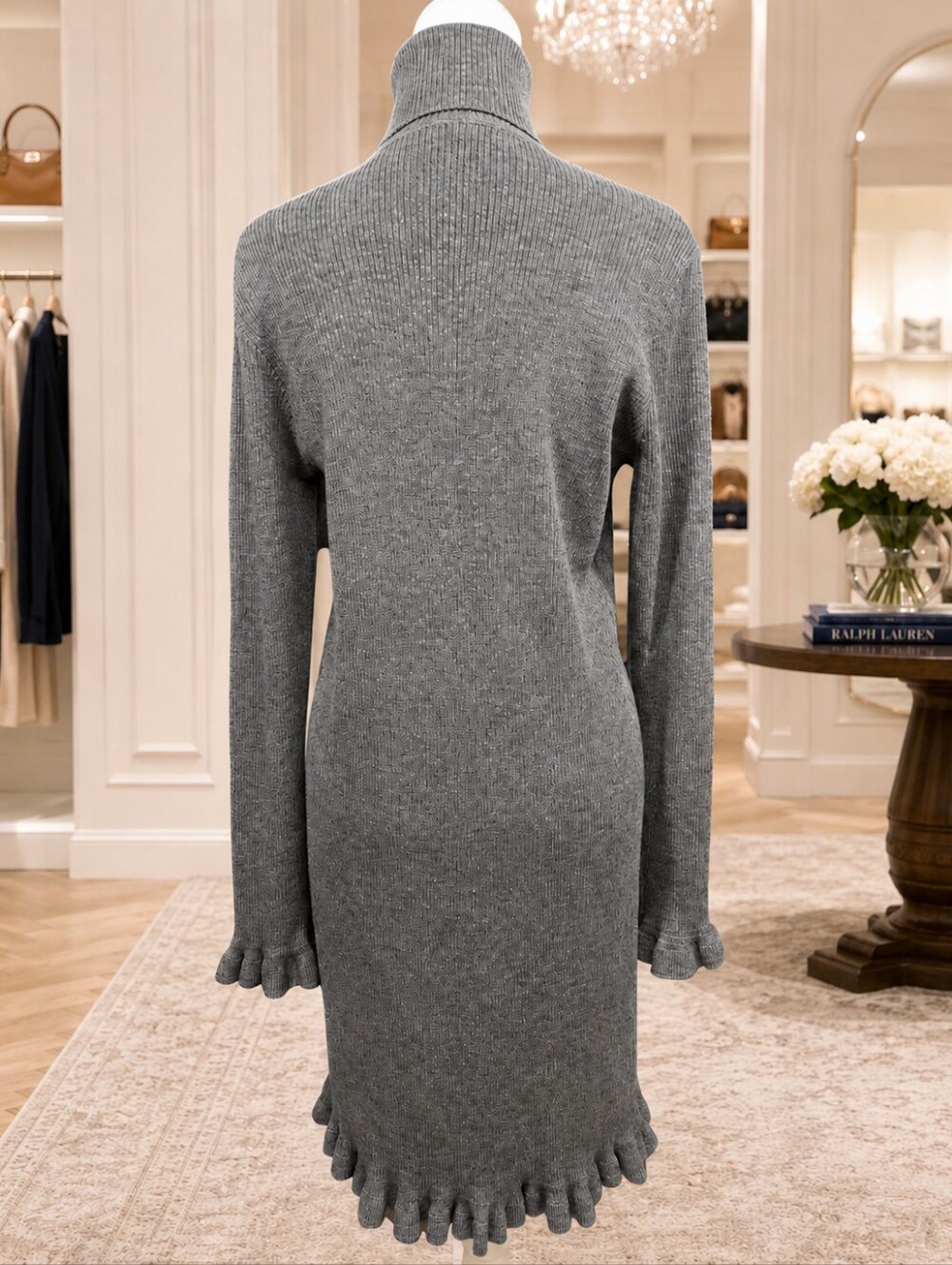 Ralph Lauren Gray Merino Wool Turtleneck Sweater Dress NWT XL - Picture 3 of 7